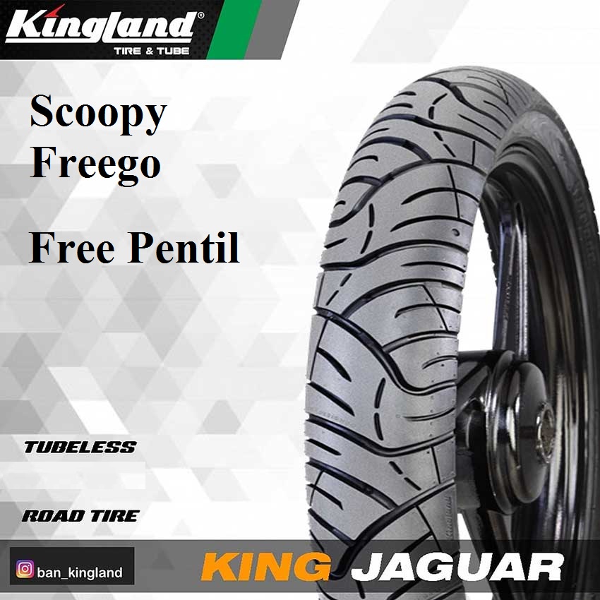 Ban Scoopy Kingland 100/90-12 Jaguar Free Pentil Tubeless Ban Depan Scoopy Freego Ring 12