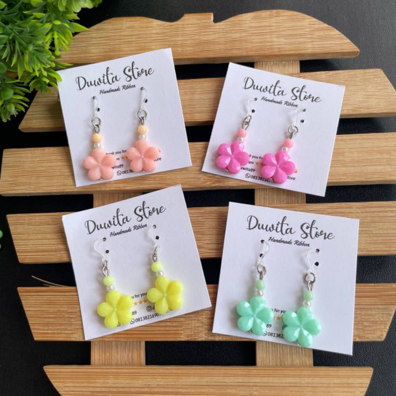 HANDMADE ANTING ANAK/DEWASA KAITAN PLASTIK MOTIF SAKURA PASTEL