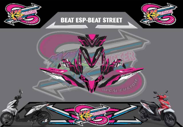 Stiker Decal All New Beat Esp Beat Street Hitam Pink 01