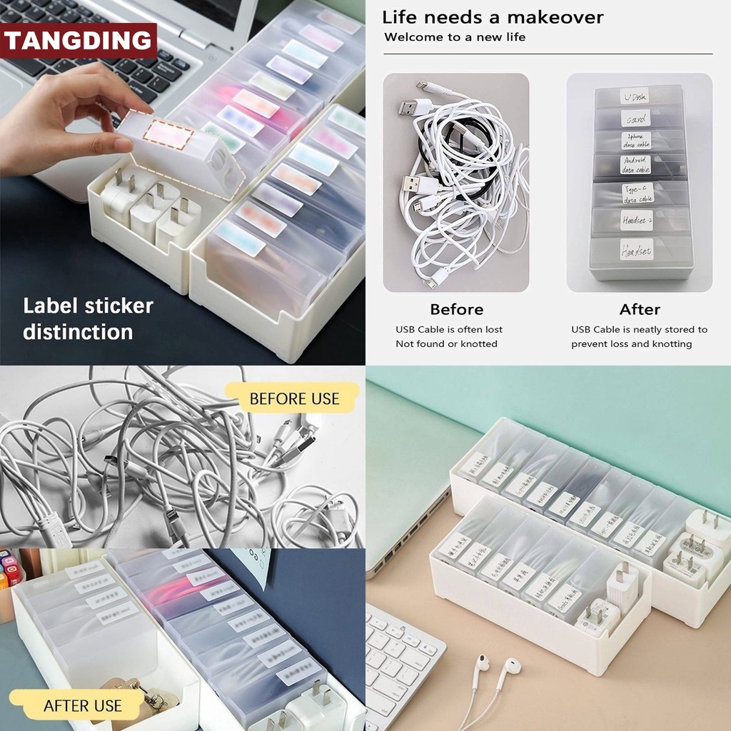 Cable Organizer Box Cord Storage Box with Tag Cable Management Office Desk Organizers for Headset Charger USB Cable