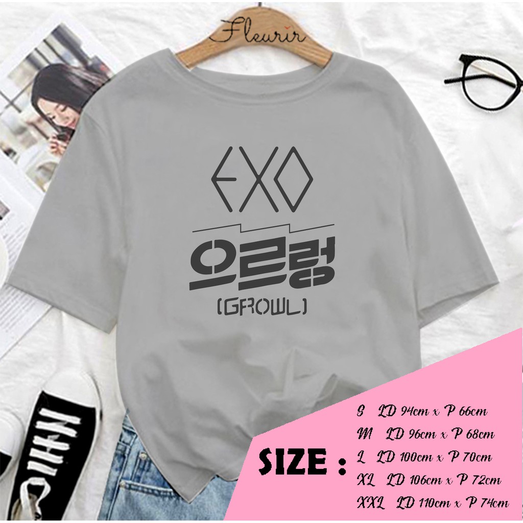 FLEURIR -  EXO GROWL KPOP KAOS WANITA DEWASA LENGAN PENDEK TEE UNISEX