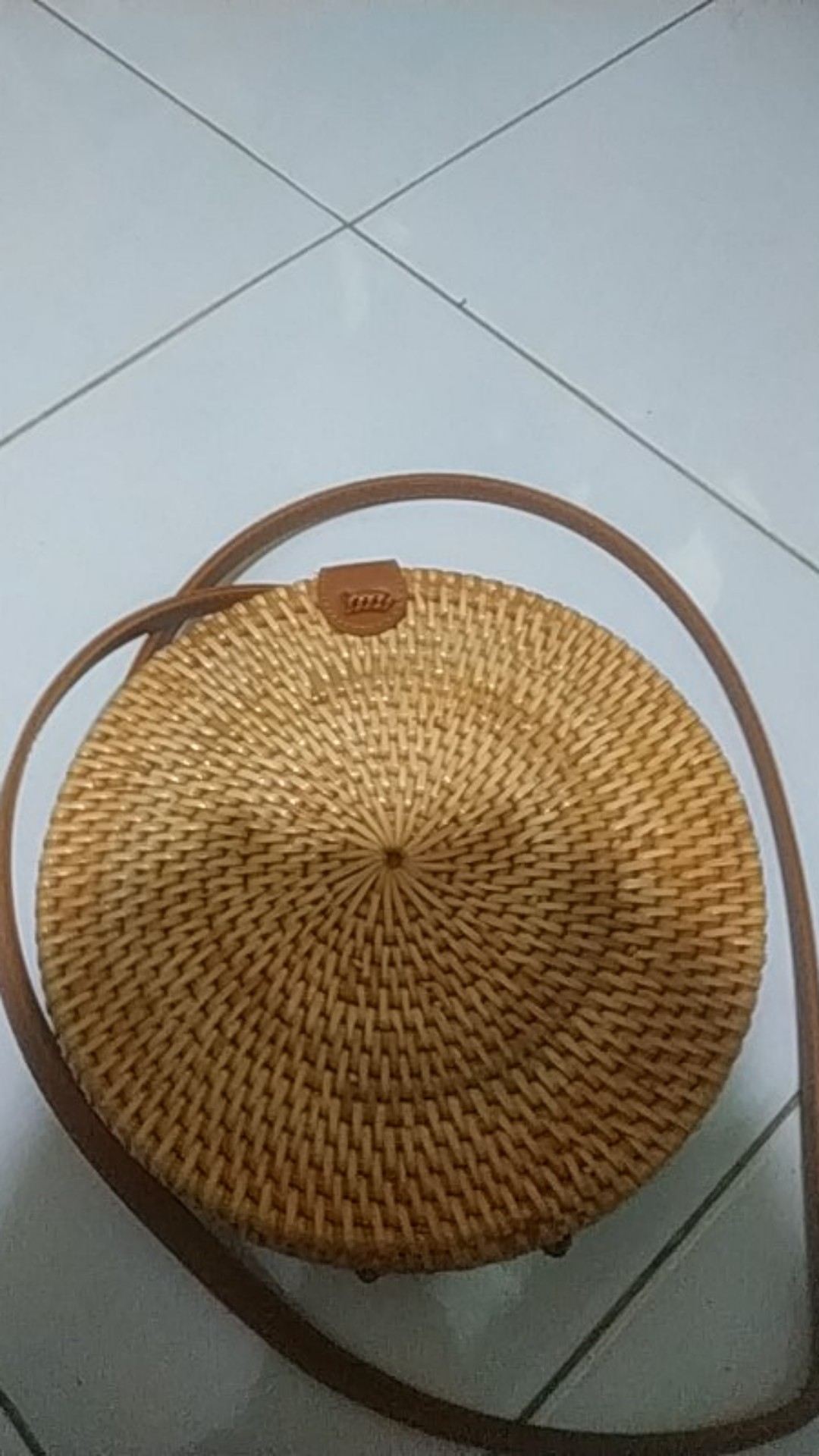 [big Sale] Tas Rotan Bulat Bali Polos Berwarna Ata Murah Diameter 20cm,18cm,15cm