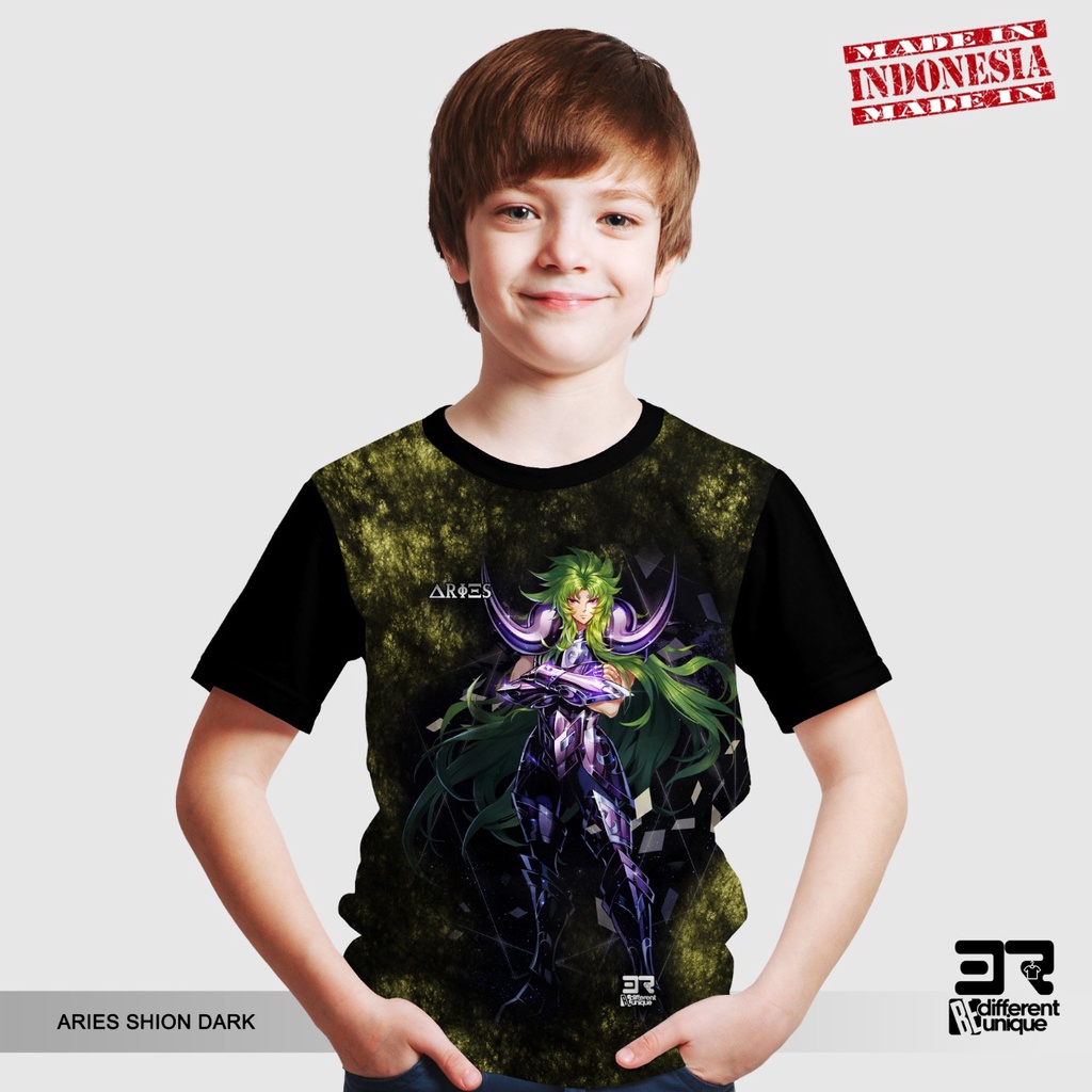 KAOS ANAK LAKI LAKI PRINT DISTRO 3R ANIME SAINT SEIYA ARIES SHION DARK