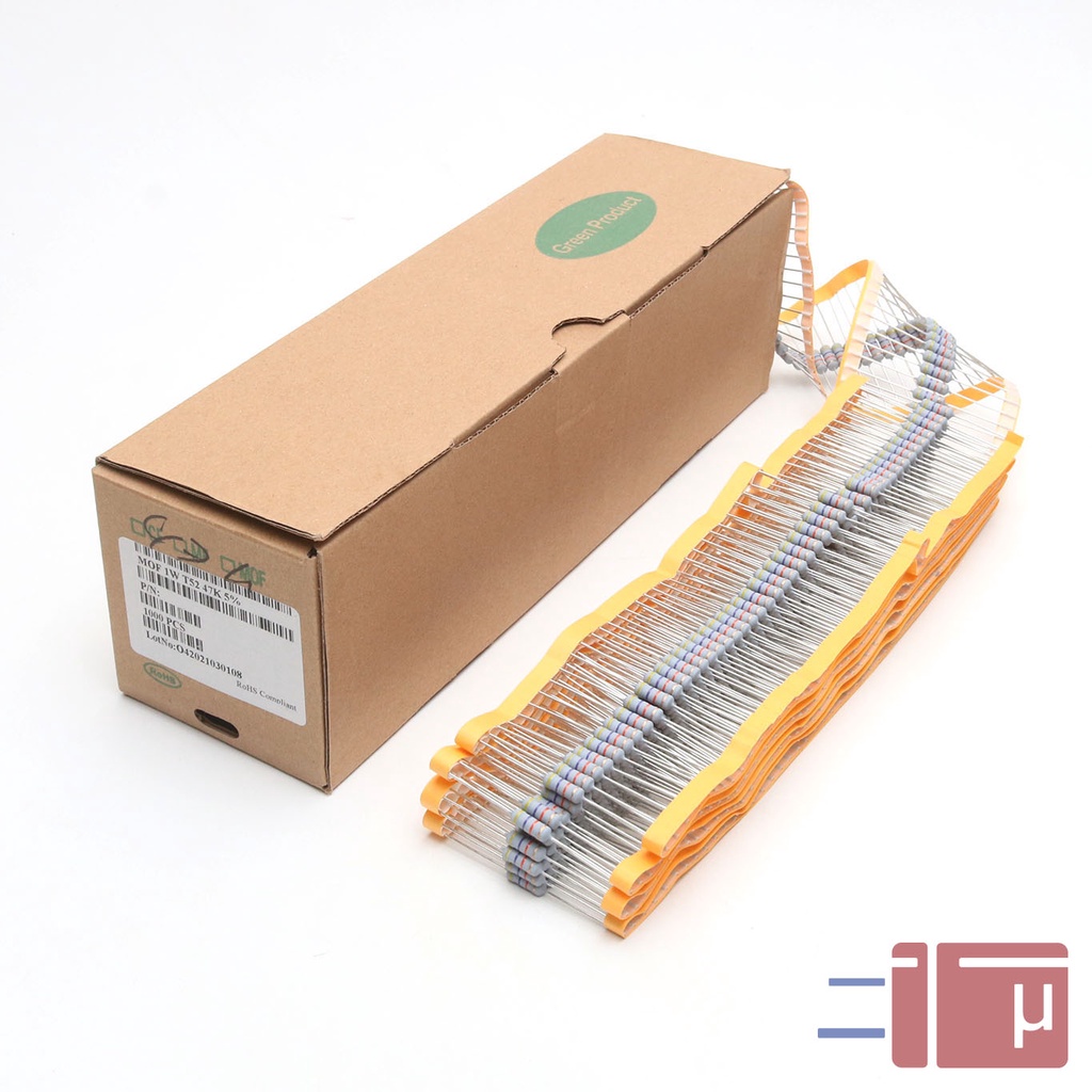 x10 Resistor 47K 1W Metal Oxide 5% Taiwan Kaki Tembaga