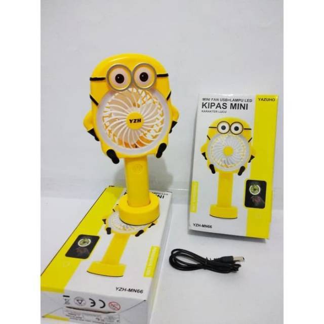 KIPAS GENGGAM / MINI FAN PORTABLE  DORAEMON / HELLOKITTY ADA LAMPU LED