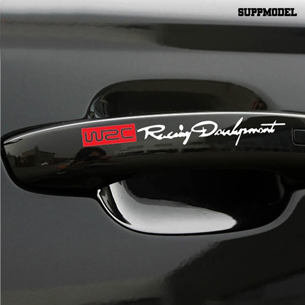 4pcs Stiker Decal Motif Racing Development WRC Untuk Dekorasi Handle Pintu Mobil