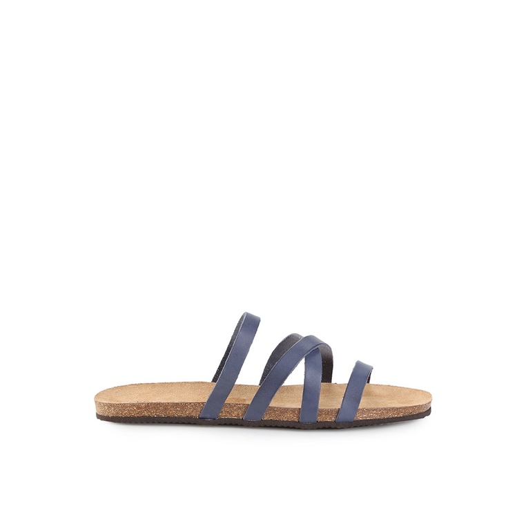 SANDAL SLIDE KULIT GRUNLAND WANITA ORIGINAL FLAT CASUAL BIRU GRW13