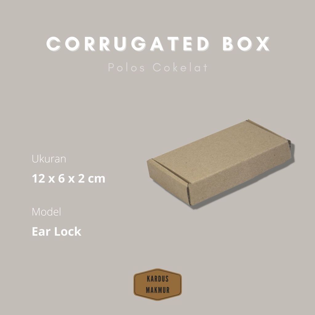 

size 12x6x2 cm, Box Earlock corrugated eflute polos diecut kokoh untuk kotak eyelash bulumata palsu