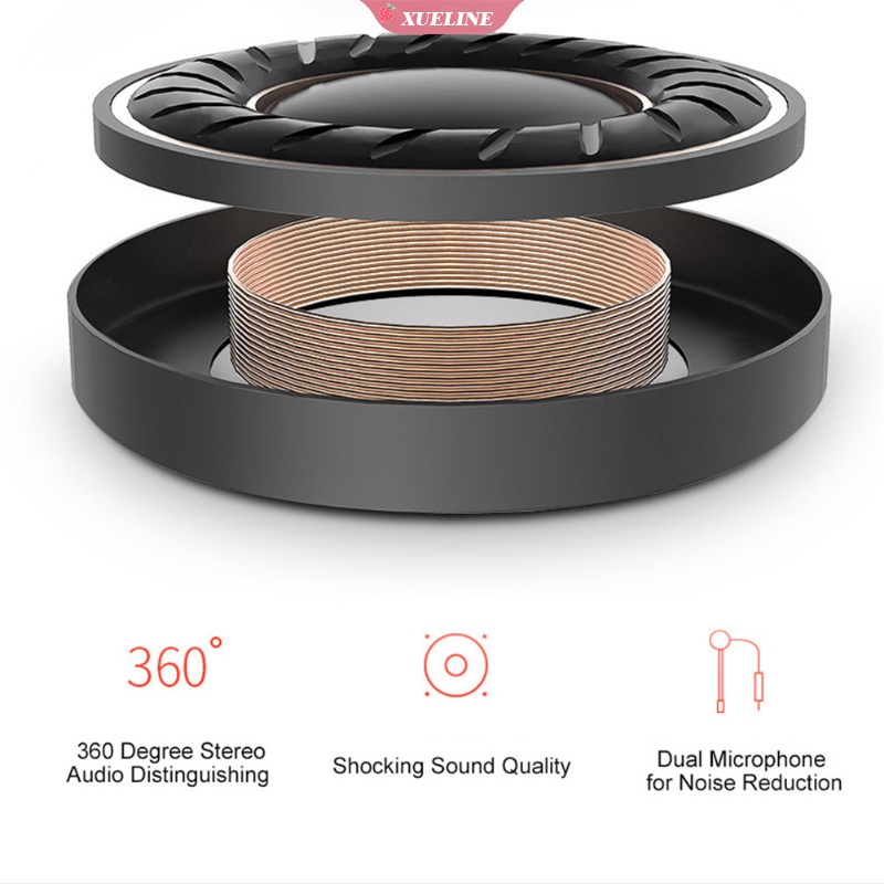 Headset Earphone In-Ear Kabel Portable Noise Reduction Dinamis Dengan Mic Ganda Untuk Gaming / Komputer