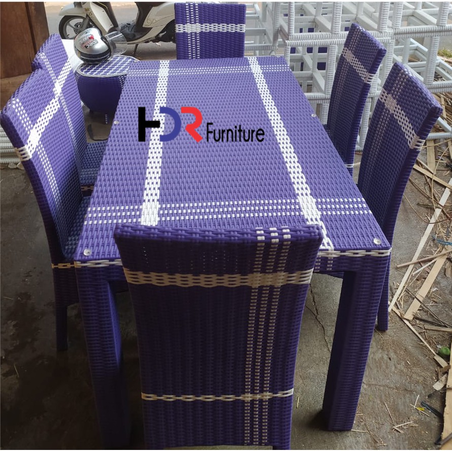 Meja makan 6 kursi rotan sintetis || Best seller