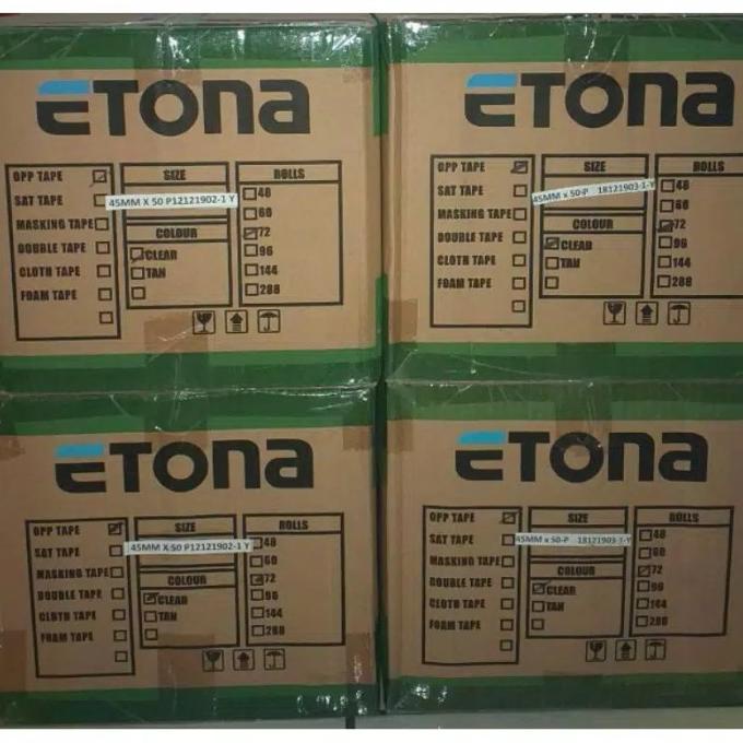 

Etona lakban 2 inch, 45 mm 72 yard. 1 KARTON HARGA SPESIAL CUCI GUDANG