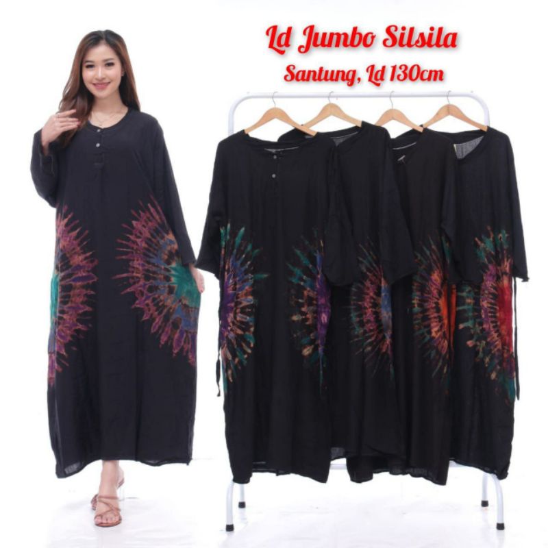 DASTER LONGDRES JUMBO LD 130CM TIE DYE KANCING DEPAN LENGAN PANJANG