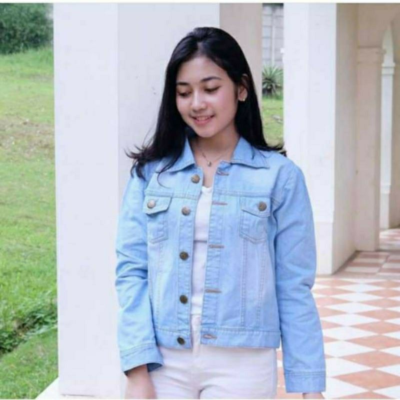 0JACKET JEANS WANITA  BIONDY CROP DENIM JAKET LEPIS JINS JAKET CEWE CEWEK JAKET MURAH TERBARU LEVIS-LIGHT