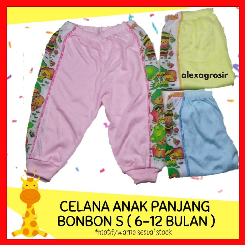 Celana Panjang Bayi Halus Lembut 6-12 Bulan, BonBon Murah Berkualitas Size S M L XL XXL