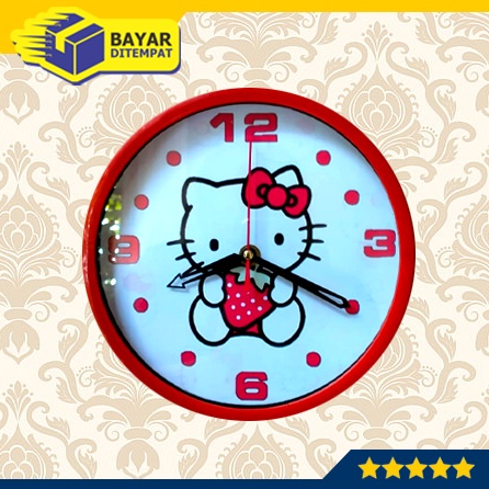 Jam Dinding Hello Kitty Strawberry Tembok Dingding Wall Clock [JMG34]