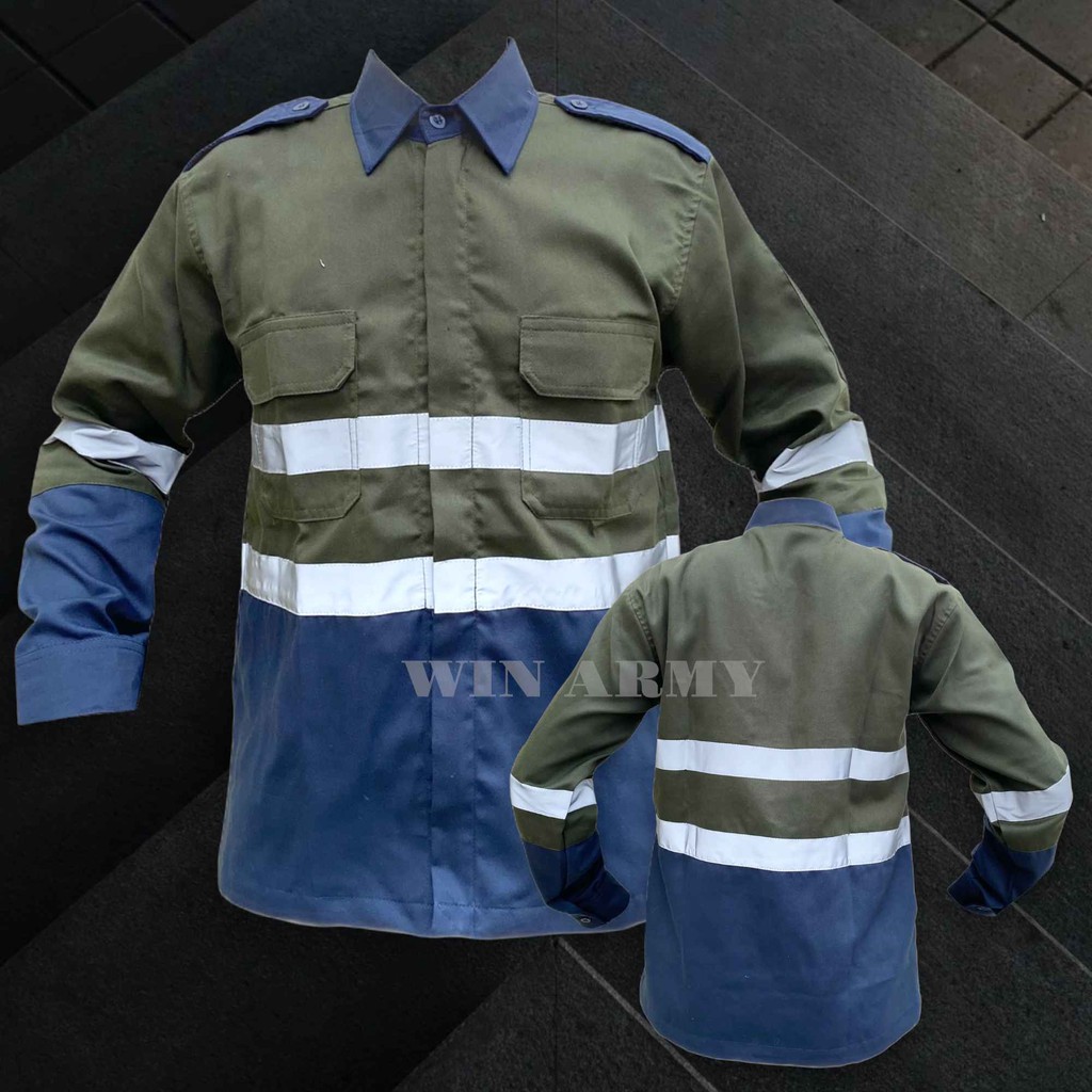 Seragam safety - Katelpak Wearpack - Atasan Safety Kombinasi 2 Warna -  Kemeja two tone - Baju Safety Lengan Panjang