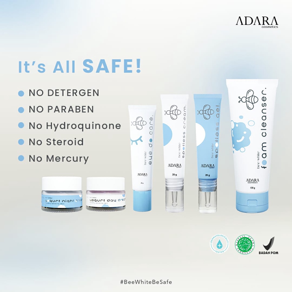 ADARA Bee White Foam Cleanser | Spotless Cream | Spotless Gel | Yogurt Day Cream | Yogurt Night Cream | Eye Do Care