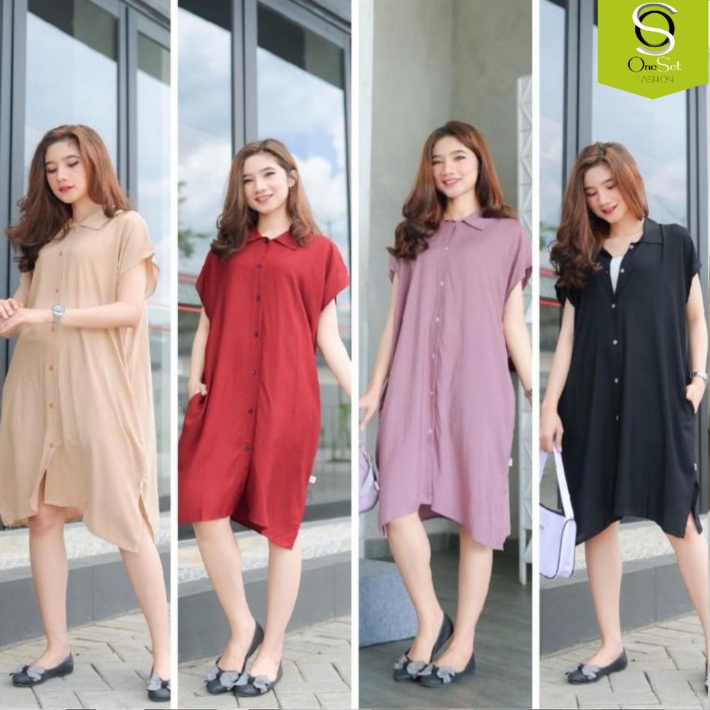 Daster Polos Rayon Full Kancing Busui Viral|Lula Home Dress