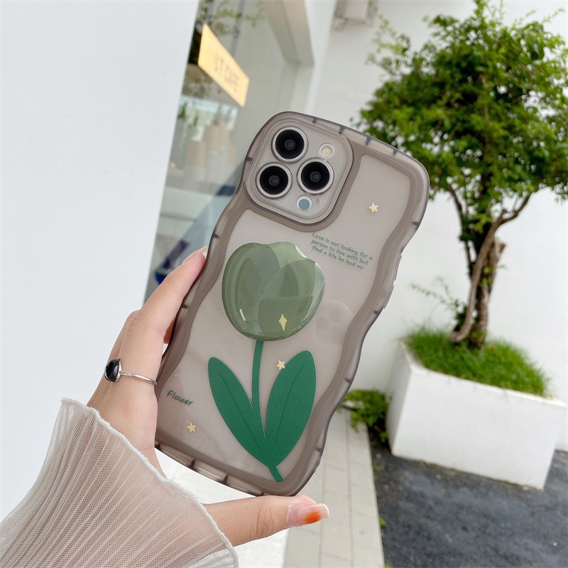 Soft Case Silikon Transparan Matte Motif Bunga Tulip 3D Untuk Iphone 7 8 PLUS X XR XS 11 12 13 14 PRO MAX SE