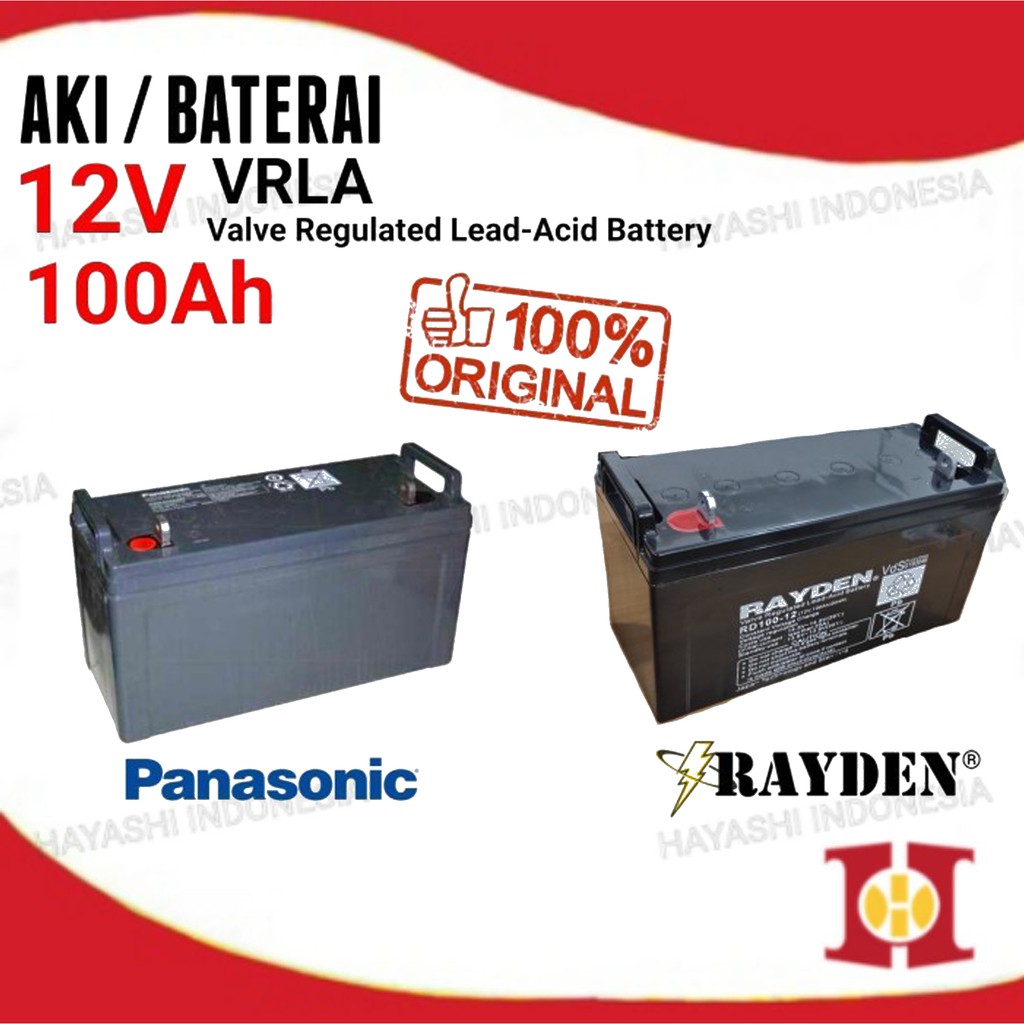 Aki 12V 100Ah Panasonic Original GP VRLA Accu Baterai UPS Mobil Motor