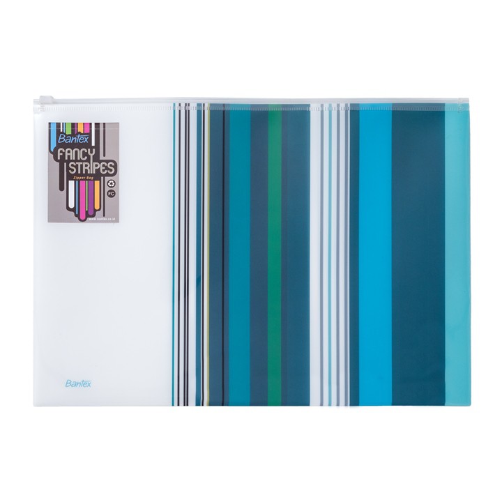 

[Zada] Bantex Fancy Stripes Zipper Bag Folio Sky Blue 8075 23
