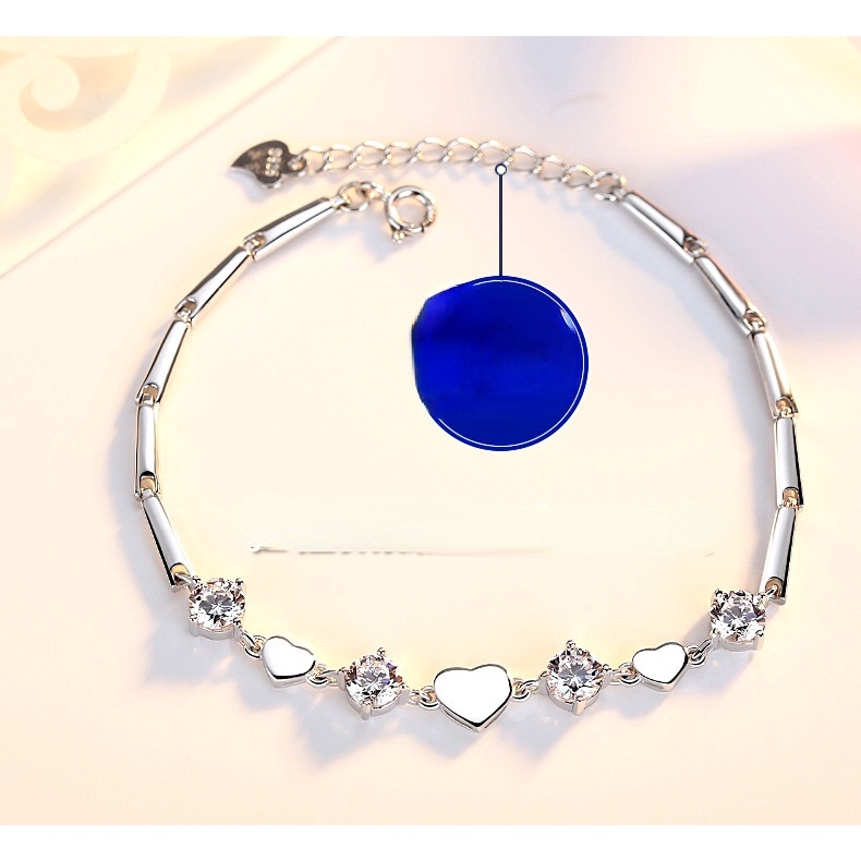 Gelang Bahan Stainless Steel S925 Lapis Silver Aksen Berlian