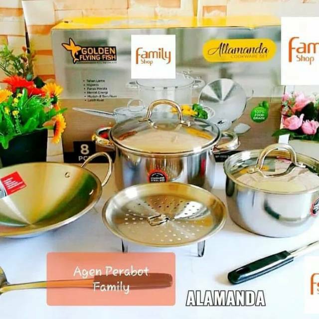 Golden Flying Fish Panci Cookware Set 8 Pcs Stainless allamanda
