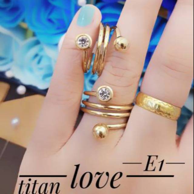 Titanium set perhiasan lapis emas 24k 1005