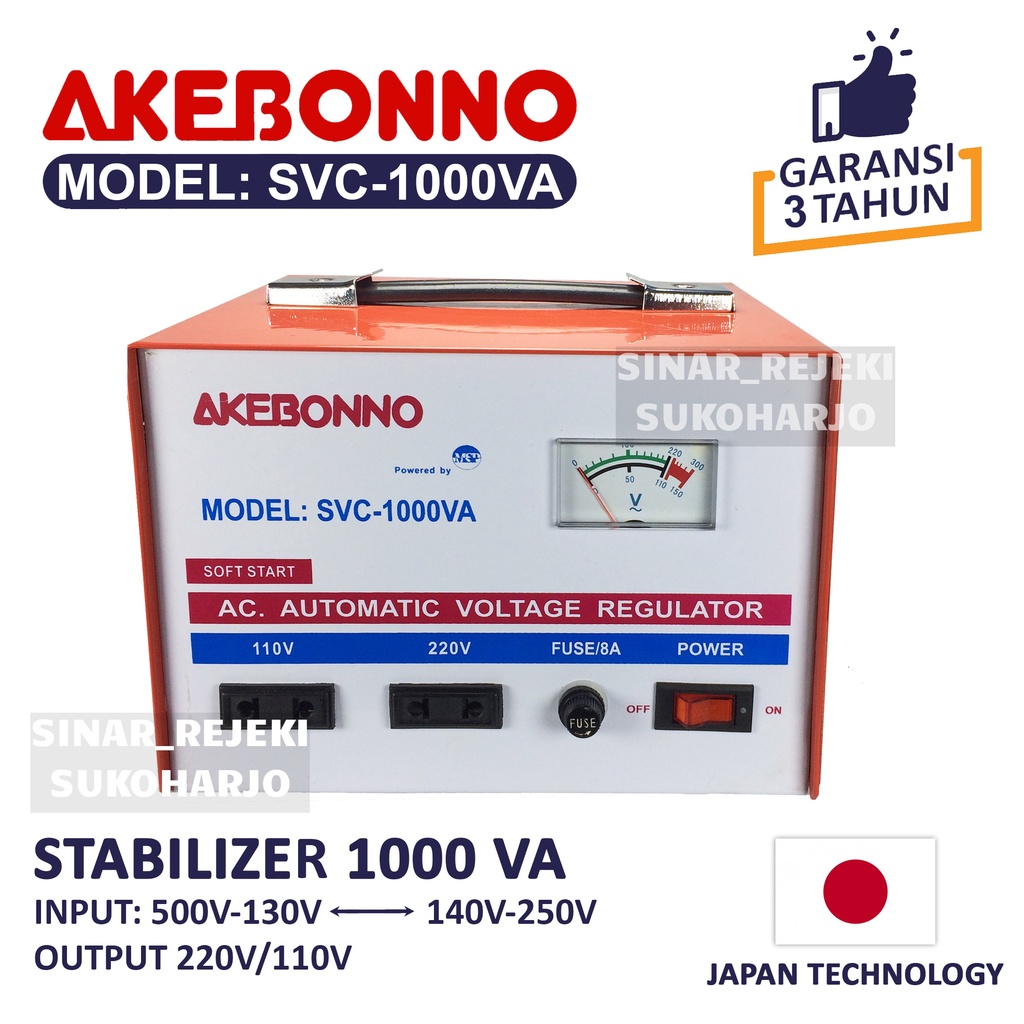 Stavolt Listrik SVC Stabilizer Akebonno 1000 VA Stabiliser