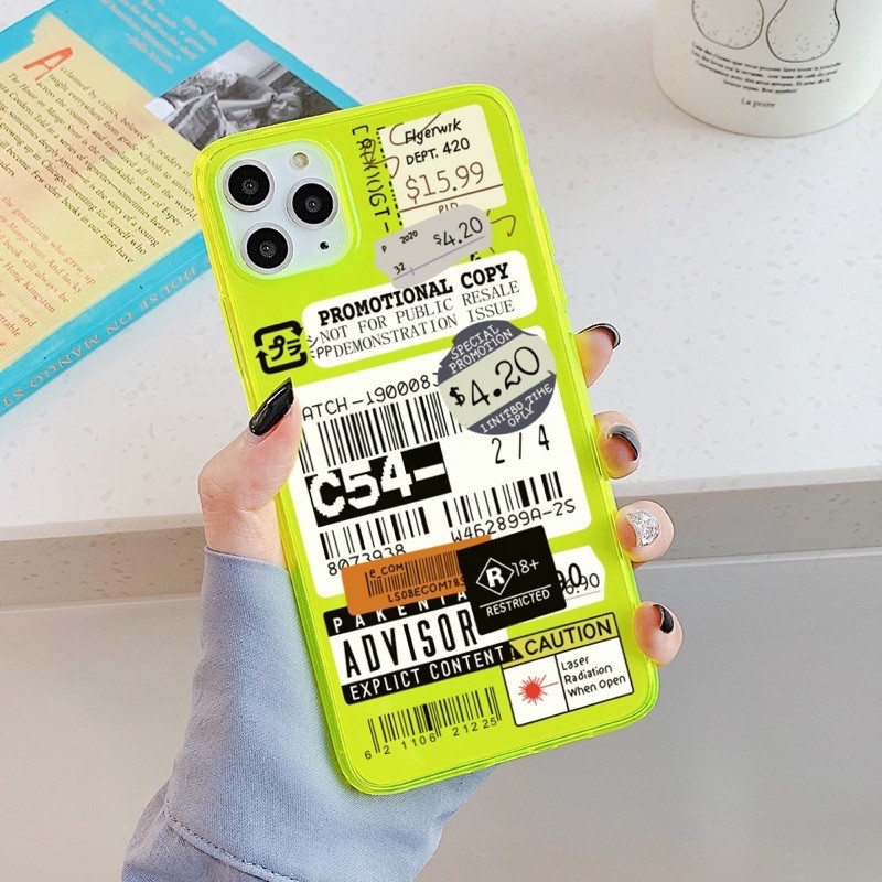 

Neon Clear Stamp Label Barcode Case for Iphone
