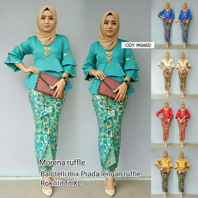 Batik morena ruffle set wanita