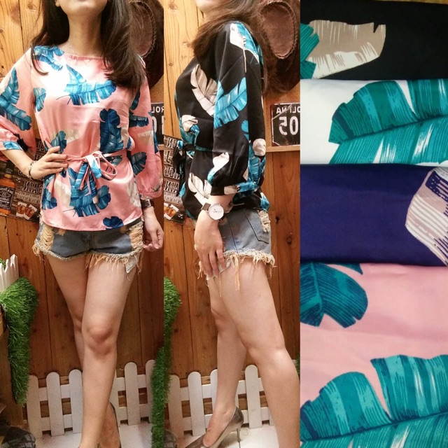 BLOUSE DAUNPISANG IKAT FIT TO L+ BHN SATIN