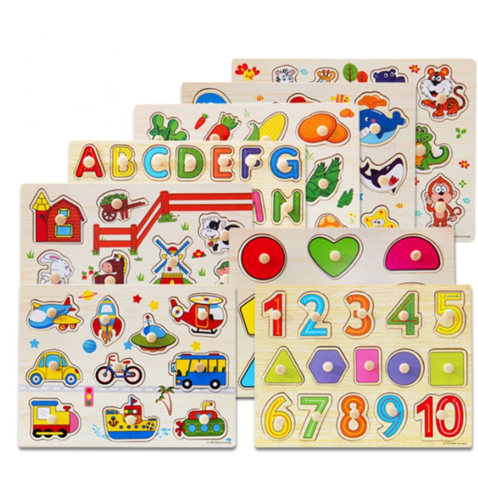 [Part 1] Mainan Edukasi Edukatif Anak PUZZLE KNOB BESAR Wooden Puzzle Kayu IMPORT Berkualitas