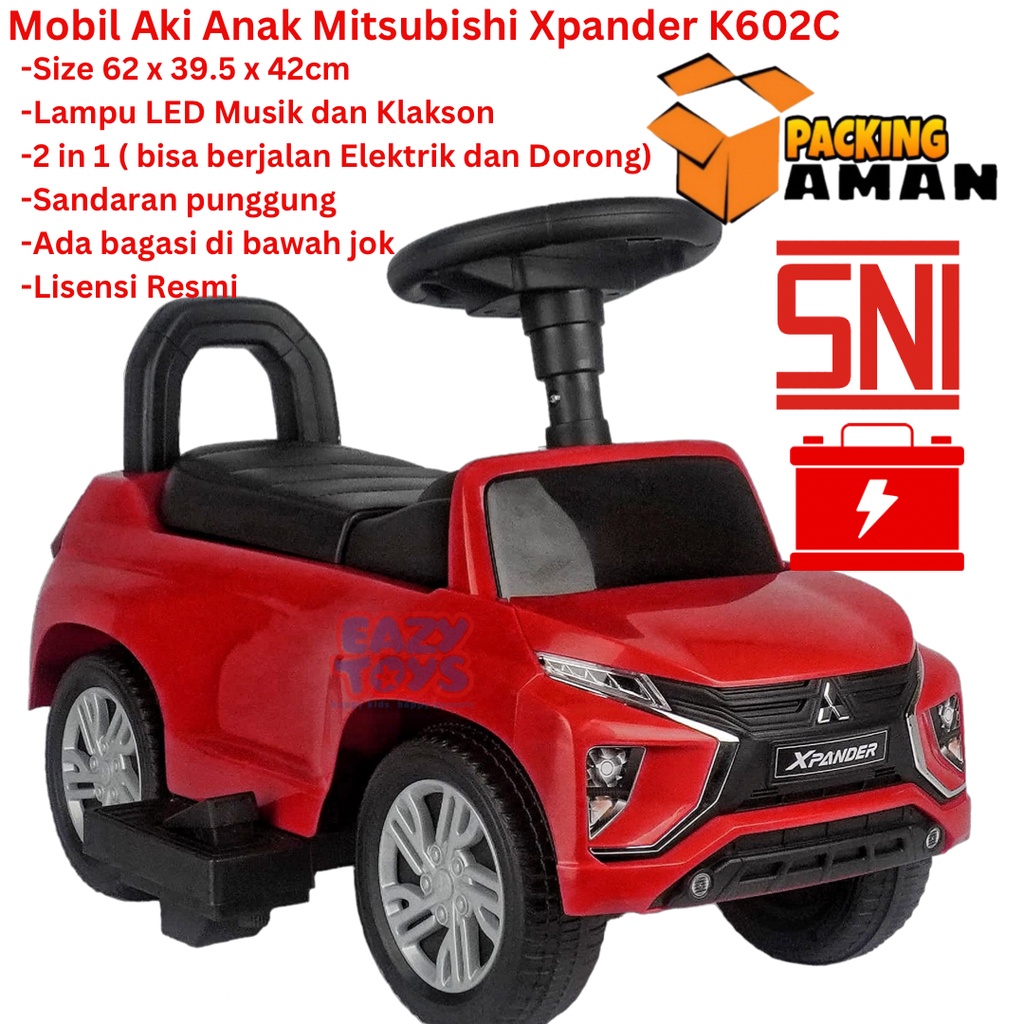 Mobil Aki Anak Mitsubishi Xpander  2 in 1 Fungsi Jalan Elektrik dan Dorong K602C Berlisensi Resmi