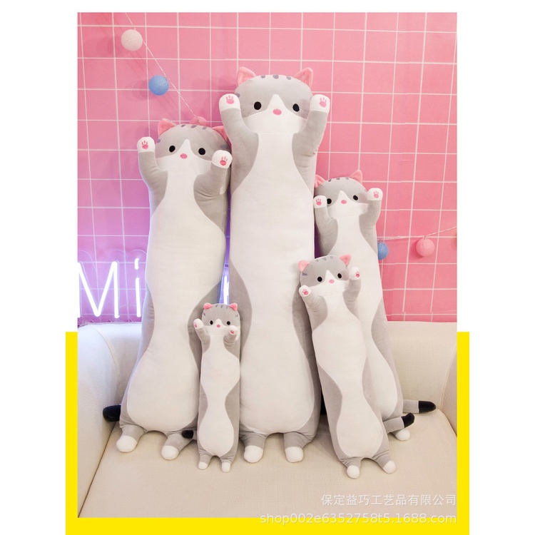 Boneka panjang kucing polos  model guling bahan plush