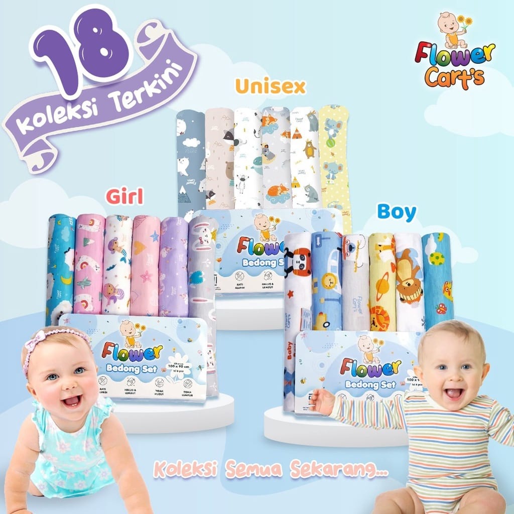 Bedong Bayi Warna Polos Baby Owie Just To You 1 PACK isi 6 PCS - BELLASHOP