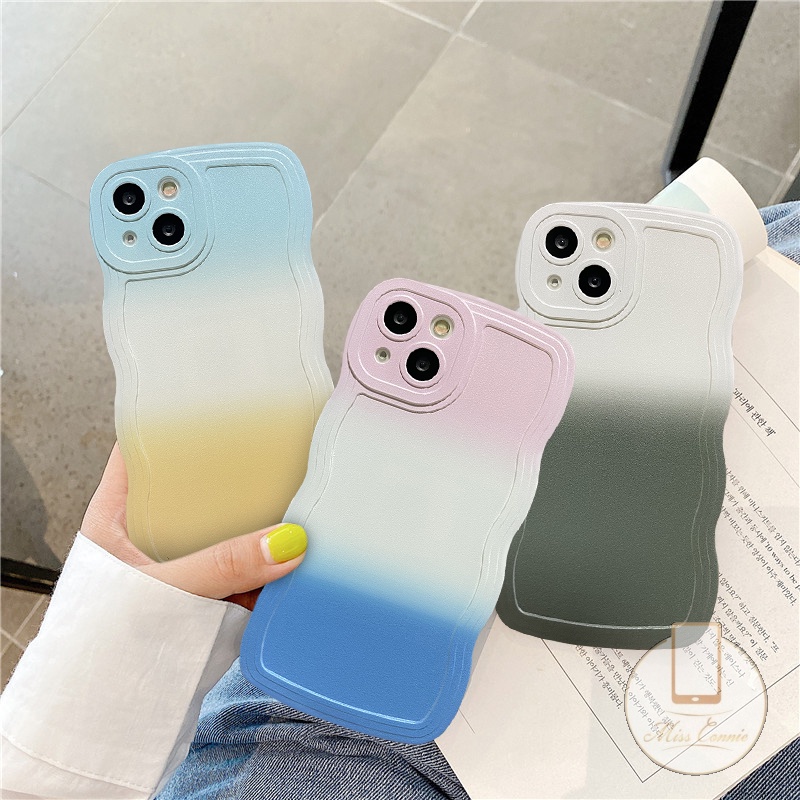 Casing OPPO A17 A78 A96 A15 A12 A55 Reno 8t A57 A77 A95 A16K A1K A7 A15s A5s A54 A16E A74 A76 A16 A3s F9 A53 A9 A5 A16s A12E A52 A72 A35 Simple Colorful Gradient Wavy Edge Case