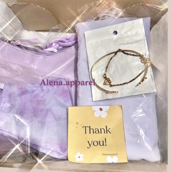 

QN34M* @ .Gift Box Set Lilac Bag / Kado Ulang Tahun Pashmina Special Hampers By Alena|,..