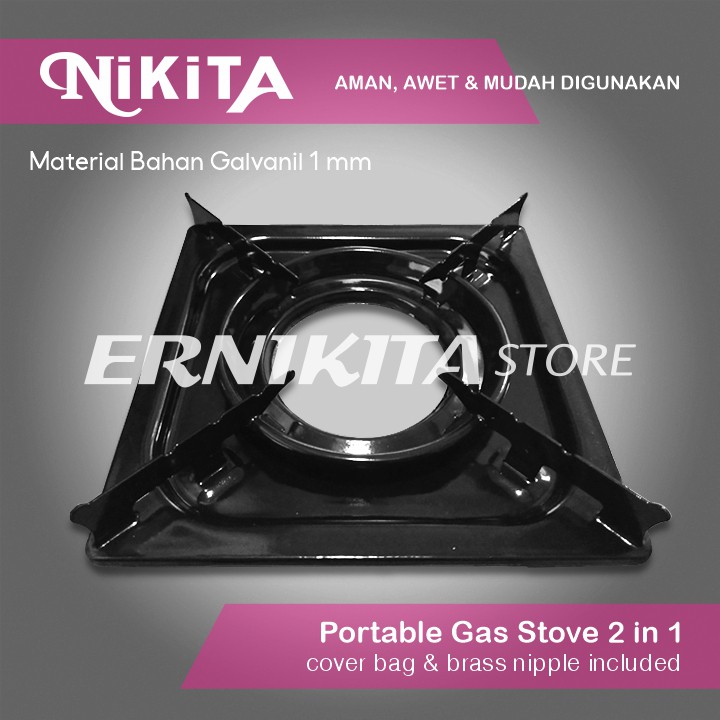 NIKITA KOMPOR GAS PORTABLE 2 IN 1 - Material Galvanil Tebal Cover Tas