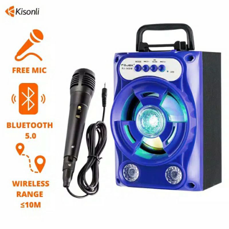 KISONLI Speaker tenteng fojax FJ-16DW plis mic karoake,bluetooth
