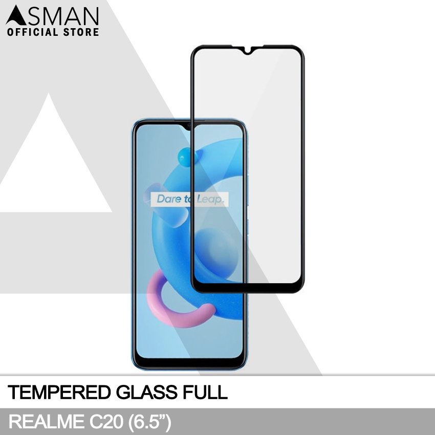 Tempered Glass Full Realme C20 (6.5&quot;) | Anti Gores Kaca - Hitam