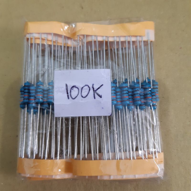 Resistor 100K 1/2W metal film taiwan 100biji