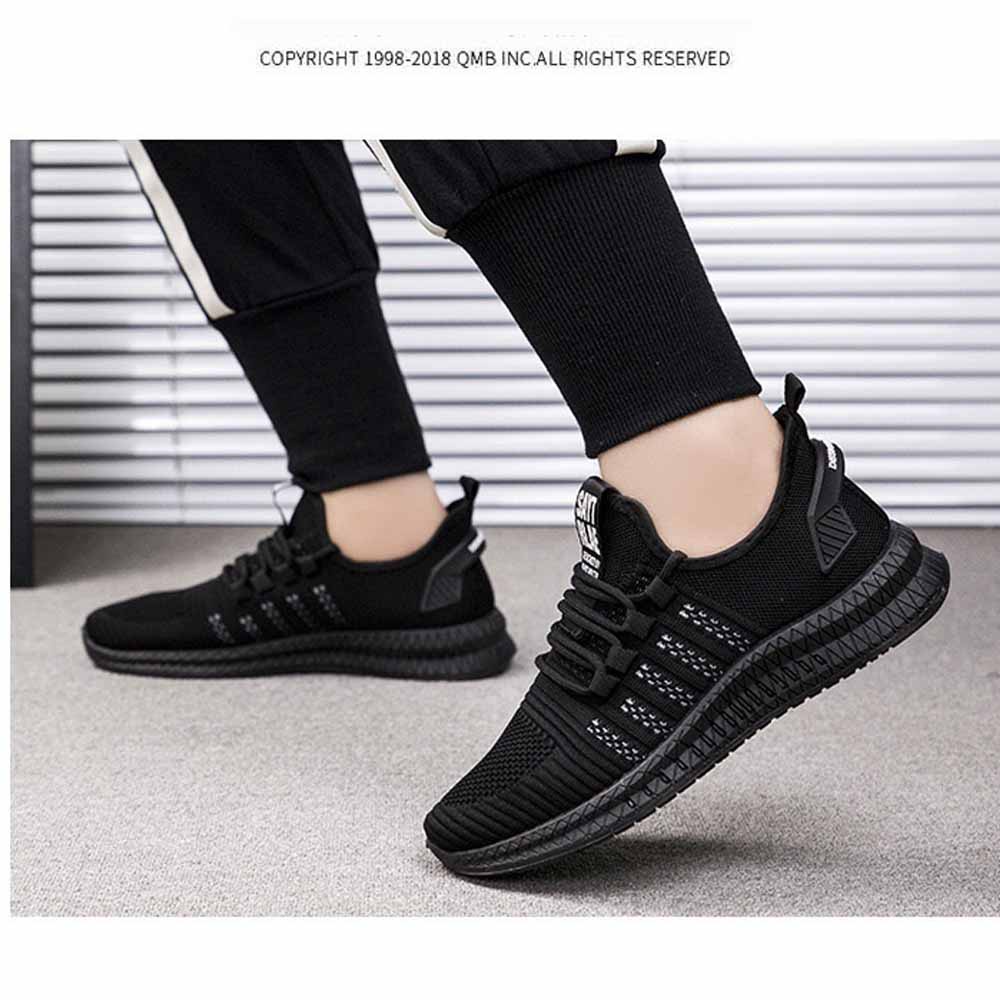 sepatu kasual u casual  pria hitam slip on cowok rajut pria shoes