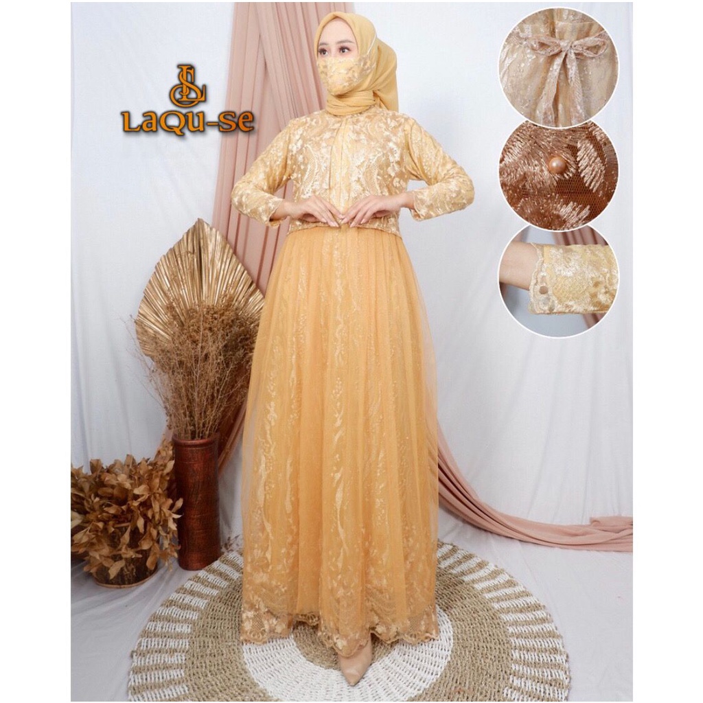 Gamis Dress Rompi Kebaya Bahan Tulle Model Kekinian Kualitas Premium By Laquse_kebaya2