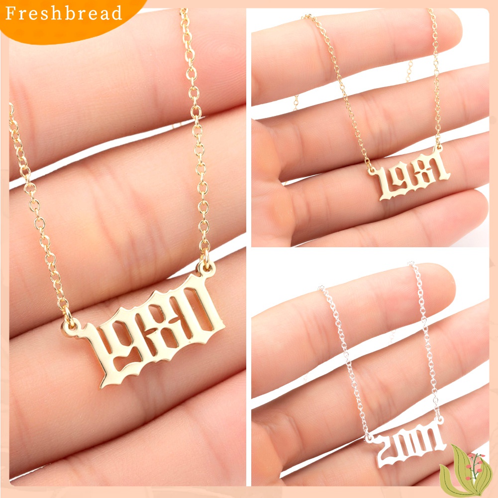 Fresh| Kalung Rantai Liontin Angka 1980-2019 Bahan Stainless Steel Warna Silver