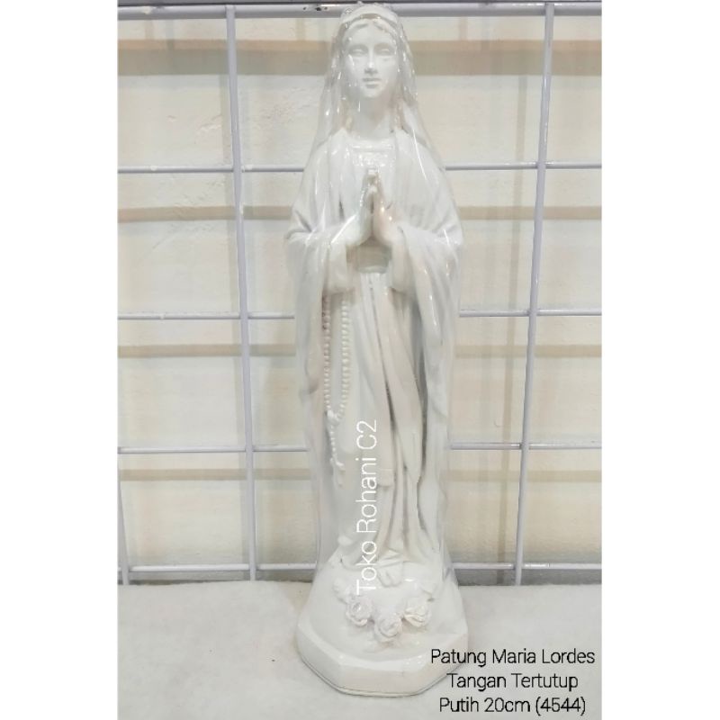Patung Maria Lordes Tangan Tertutup Putih 20cm (4544) - Patung Maria - Patung Rohani
