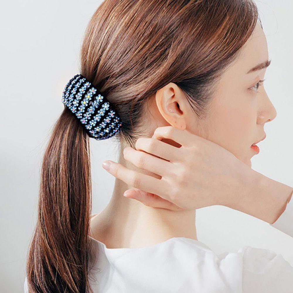 Needway   Sarang Burung Pembuat Sanggul Temperamen Mode Bakso Kepala Aksesoris Rambut Ponytail Holder Klip Berlian Perempuan Wanita Klip Rambut