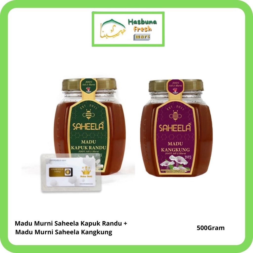 

Madu Saheela (Kapuk Randu 500gr + Kangkung 500gr) Free Mini Gold | 100% Madu Asli