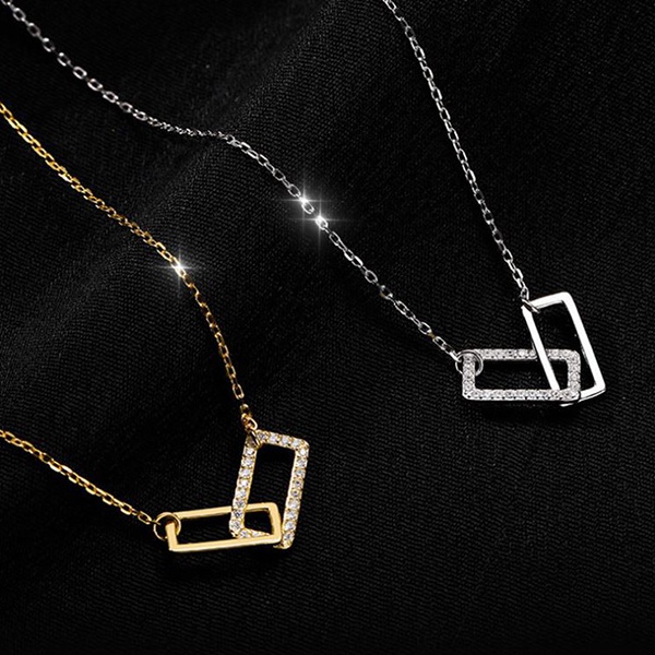 kalung fashion double shaped geometric rectangular necklace jka247(3f2)