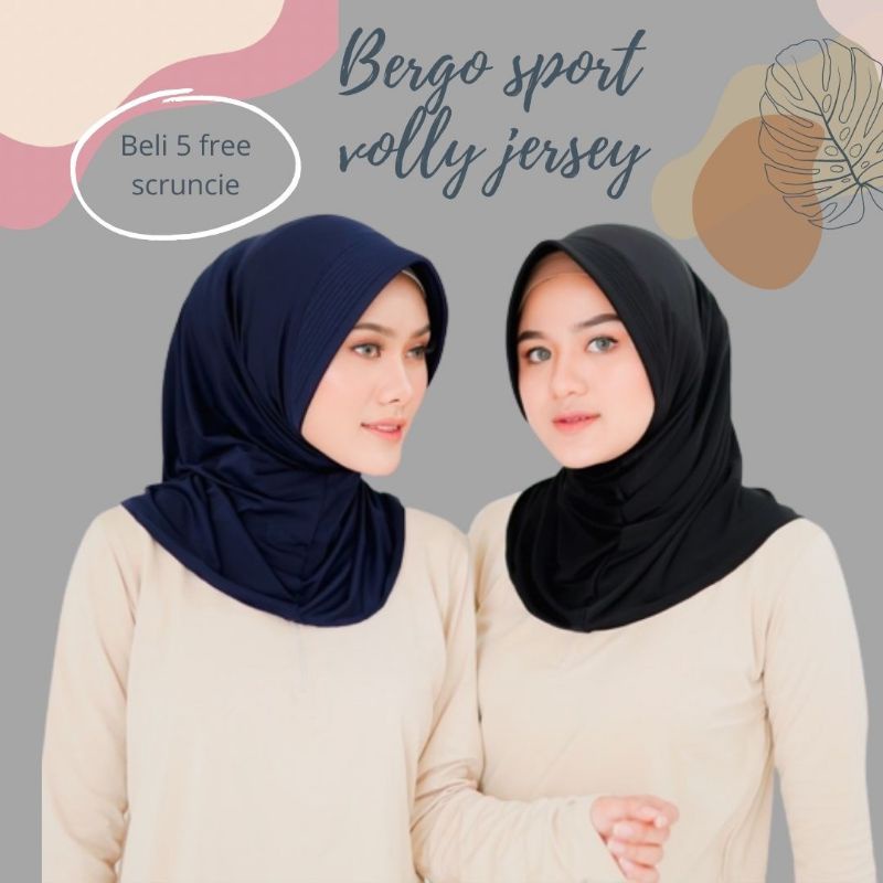 Hijab Sport | Hijab Volly | Hijab Olahraga | Bergo sport Jersey Premium | Hijab Bergo Hamidah Sport 